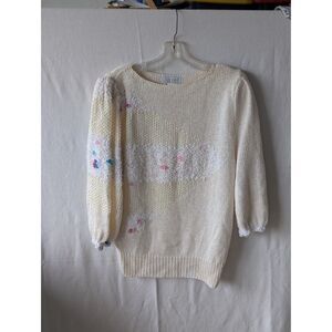 Vintage Nannell Crochet Style Linen Sweater Women's Size Medium